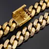 Niestandardowy Miami Cuban Link łańcuch 14K Real Gold Slated Out Moissanite Naszyjnik 925 Srebrny hip hop biżuterii Mossanite dla mężczyzn