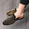 Kleding Schoenen Zwarte Spikes Merk Heren Loafers Luxe Denim En Metalen Pailletten Hoge Kwaliteit Casual Mannen k231208