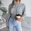 Women's Sweaters Ladies Sweater 2023 Autumn Winter Outfits Casual Long Sleeve O Neck Cropped White Light Blue Grey Wholesale Items Women