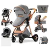 Poussettes # royal luxe bébé 3 en 1 poussette paysage haut paysage pliage garen pram chariot portables voitures de voyage portatives