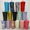 700ml tumbler Personalized Iridescent 24 Bling Rainbow Unicorn Studded Cold Cup Tumbler coffee mug with straw269t