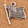 USA-Flaggen-Charms-Anhänger, 200 Stück, Los 17, 9 x 14, 5 mm, Antiksilber, Schmuck zum Selbermachen, L299, Sell221E