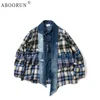 Vestes pour hommes ABOORUN Hommes Vintage Tao Robe Veste Hi Street Lâche Plaid Patchwork Cardigan Manteau pour Homme 231208