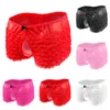 Shorts masculinos diversão roupa interior renda xadrez malha transparente cintura baixa pequena calça de canto plana mulheres vestir lingerie