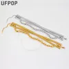 Choker UFPOP 28 mm Waterproof Waterproof Stali Stal Naszyjnik Trendy Women 3-Wayers Gold Cllar Hip Hop Gift