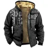 Men's Hoodies Long Sleeved Ethnic Print Hooded Fleece Warm Casual Fashion Sweatshirt