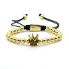 The Highest Power Jewelry Whole Quality 6mm Gold Brass Beads with Mix Colors Black Cz Crown Kings Macrame Bracelets233x