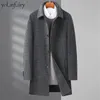 Herr ull blandar överdimensionerade herrar ull kappa överrock män dubbel ansikte tweed trench manlig ylle topp s vinter casaco masculino fcy 231211