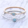 Charme Pulseiras Novo Turco Evil Eye Bangle para Mulheres Fatima Lucky Cubic Zircon Tennis Chain Jóias Atacado Gota Entrega DHTPF