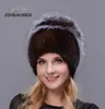 BeanieSkull Caps 2021 Woman Winter Russian Fur Fashion Real Hat Natural Knit Wool Ski Warm Ear Protection Travel6414644