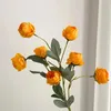 装飾的な花オレンジペーニー人工ローズウェディングホームDIY装飾高品質の大きなブーケフォームアクセサリークラフト白い偽の花