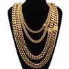 Correntes de aço inoxidável luxo 18k banhado a ouro colares moda alta polido correntes grossas miami cubana link colar masculino punk curb2550
