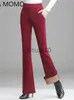 Calças femininas capris ol escritório inverno quente lã grossa calças femininas cintura alta perna larga flare calças para mulher calças mulher j231211