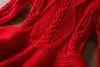 Abiti per ragazze Abito invernale a maniche lunghe per 38 anni Abiti in maglione lavorato a maglia Costume rosso per bambini per feste di Natale 231211