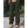 Kvinnors byxor Spicy Girl American Retro Multi Pocket Workwear For Men and Army Green Casual Simple Pending Youth