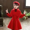 Kleidungssets Kinderanzüge für Mädchen Mode Prinzessin Kleid Mantel Baskenmütze 2 Stück Kinder Herbst Winter Geburtstag Woolen Koreanisches süßes Kostüm S40