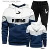 Herrspår 2023 Nya modemän Tracke Wear Stripe Hoodies+Sweatpants 2 Piece Set High Quality Autumn Winter Daily Casual Jogging Suit Q231211