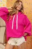 여성용 후드 여성 여성 대형 까마귀 드로 스트링 로즈 핑크 스웨트 셔츠 드롭 어깨 풀버 솔리드