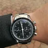 42 مم الوجه الأسود التلقائي الكامل من الفولاذ المقاوم للصدأ للرجال wristwatch سرعة المحترفة السرعة الذكور watch2653