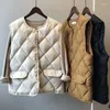 Gilets pour femmes automne et hiver gilet en coton coréen gilet court ample mode simple boutonnage col rond veste sans manches