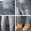 Männer Jeans Mode Designer Männer Hohe Qualität Retro Washed Blue Stretch Slim Fit Ripped Jens Vintage Casual Denim Hosen hombre