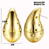 Stud Earrings Vintage Glossy Pitted Waterdrop Dangle For Women Lightweight Thick Teardrop Gold Plated Chunky Hoops Fashion Jewelry