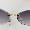 Novo design de moda óculos de sol em forma de losango 0433S armação de metal lente de corte sem aro estilo simples e popular versátil ao ar livre óculos de proteção UV400