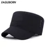 EAGLEBORN 2020 Classic Vintage Flat Top Mens lavato berretti e cappello regolabile montato più spesso berretto invernale caldo cappelli militari per gli uomini T9929307