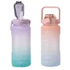 Grande bouteille d'eau de 64 oz 2000 ml avec marqueur de temps Portable étanche BPA bouteille de sport non toxique avec paille Y0910283U