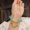 Brincos pendurados estilo étnico vintage prata esterlina incrustada natural hetian jade verde borla colar conjunto esmalte cor jasper acessórios