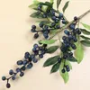 Decorative Flowers Foam Artificial Berries Branch Black Blue Flower Bouquet Accessories Green Leaves Fake Plants For Home Christmas