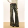 Kvinnors jeans harajuku streetwear flare mode vintage y2k baggy denim byxor koreanska hög midja breda ben cowboy byxor kläder