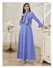 Casual klänningar Mellanöstern Indonesien Arab Women's Round Neck Long Sleeve High midje Ruffles A-Line Dress Ladies