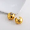 Orecchini pendenti Smooth Chubby Round Bean a forma di cerchio Orecchini in acciaio inossidabile color argento 316L per gioielli da donna placcati oro 18 carati