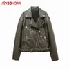 Kvinnors läder MNCCMOAA 2023 Högkvalitativ kvinna Fashion Vintage Loose Faux Jacket Rockar Kvinnlig blixtlås Biker Ytterkläder toppar