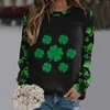 Women's Hoodies Clover Print Women Sweatshirt Casual Round Neck Pullover Autumn Long Sleeve Tracksuit St. Patrick'S Day Festival Clothes