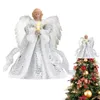 Décorations de Noël Angel Tree Topper Pendentif plat rustique avec guirlande lumineuse Décoration de poupée