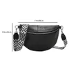 Waist Bags Fashion Fanny Pack Bum Bag Wide Jacquard Strap Ladies Handbags PU Leather Casual Solid Color Chest Elegant Crossbody 231208