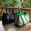 Totes Bag Gardens Party Handbag Canvas Stor kapacitet Handväska Totes Garden Party Bags äkta läder 7A Handswen 2023 Canvas med importerad TC Top Layer Cowhide 30