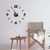 Duvar Çıkartmaları Aydınlık Saatler Büyük Saat İzle Horloge 3D DIY Akrilik Ayna Kuvars Duvar Saat Klock Modern Sel