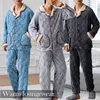 Herren-Nachtwäsche für Herren, warm, Flanell, Herbst und Winter, Pyjama, Umlegekragen, langärmelige Hose, zweiteiliges Set, lockerer, bequemer Nachtwäsche-Anzug 231211