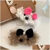 Andra modetillbehör Cartoon Cute Plush Animal Hair Clips for Girl Fashion Pink Brown Bow Hairpins Barrettes Sweet Dog Bb Clip Dr Dhrpg