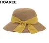 Summer Hat Yellow Womens Sun Bowknot Visor Straw Wide Brim Spring Designer Brand Dome Collapsible Bucket Hats5887433