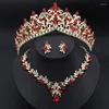 Naszyjne kolczyki Zestaw barokowej kryształowej korony biżuterii ślubnej dla kobiet Tiaras Bride Wedding Choker Dressories