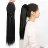 Yaki Straight Synthetic Drawstring Ponytail Hair Extension Clip Pony tail Hairpieces With Elastic Band 20 Inch Dream Ice's228i