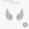 Stud Ailmay Fashion High Quality 925 Sterling Silver Angel Wings Luxury Crystal Zircon Stud Earrings for Women Bridal Wedding Jewelry YQ231211