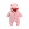 Barboteuses bébé filles garçons vêtements d'hiver combinaison de neige ours en peluche Onesie tenue né polaire combinaison barboteuse manteau à capuche costume 231211