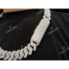 20mm 20inches Custom Popular Premium Hip Hop Jewelry Cuban Chain VVS Moissanite Diamond Iced Out Miami Cuban Link Chain för honom