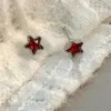 Brincos u-temperamento mágico estrela vermelha strass brincos para mulheres romântico cor prata metal jóias de casamento