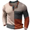 T-shirts pour hommes Chemise de mode Graphique Color Block Imprimer Henley Vêtements surdimensionnés Outdoor Casual Manches longues Hommes Bouton Up Vêtements